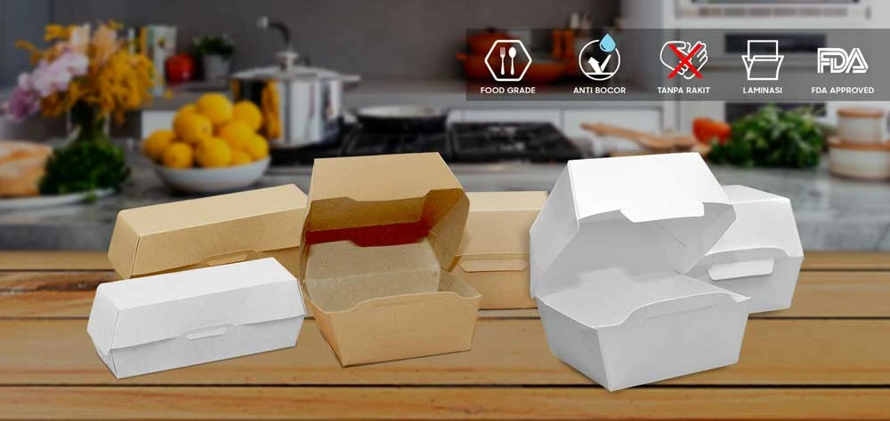 Kotak burger kraft food grade tebal dan kuat