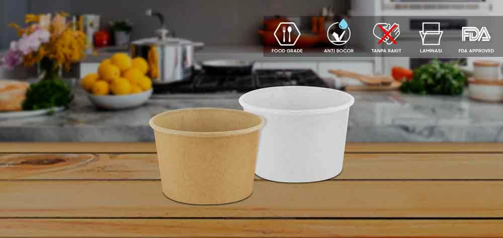 Paper bowl food grade untuk rice bowl dan salad
