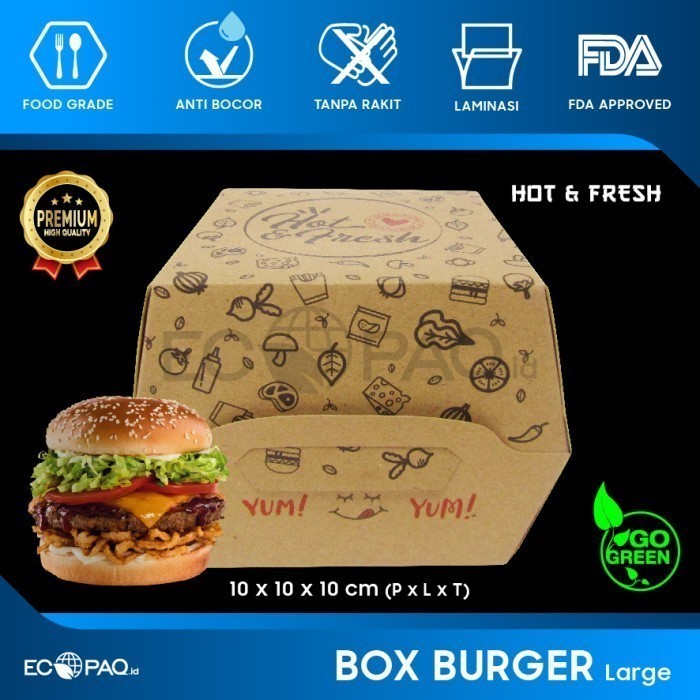 box burger coklat hot and fresh size l