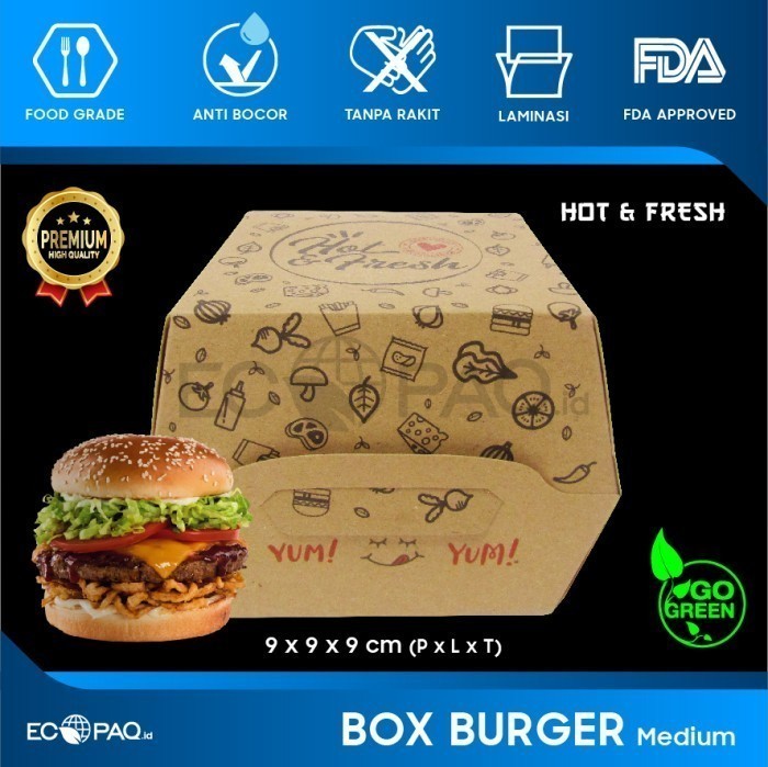 box burger coklat hot and fresh size m