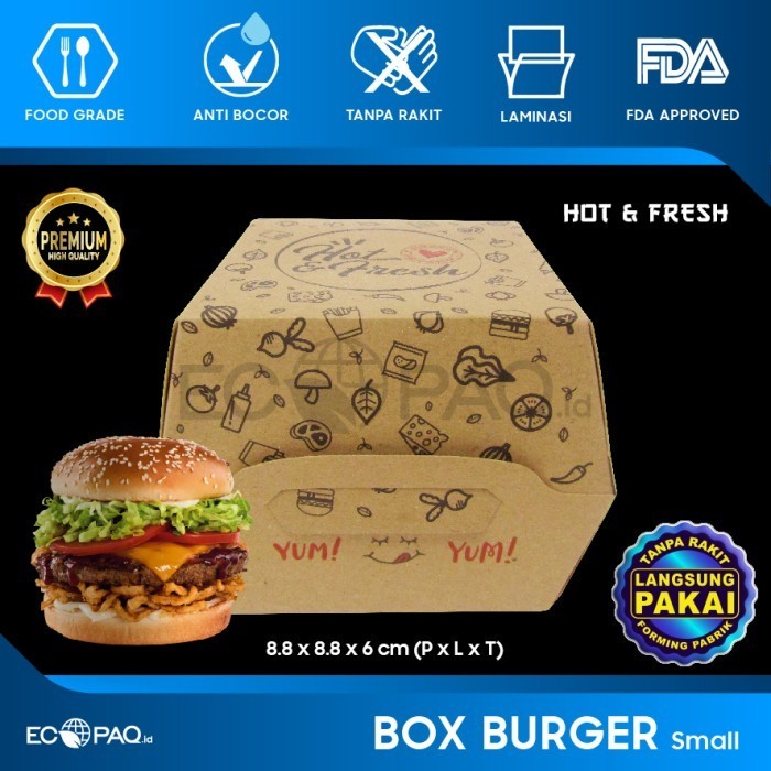 box burger coklat hot and fresh size s