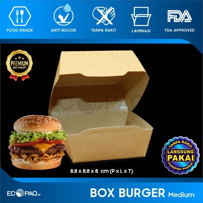 box burger coklat polos size m