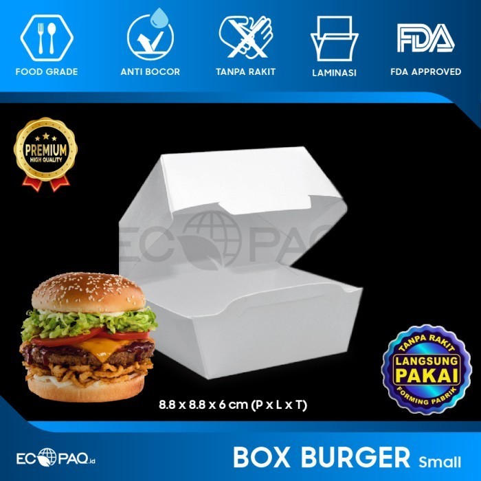  box burger putih polos size s